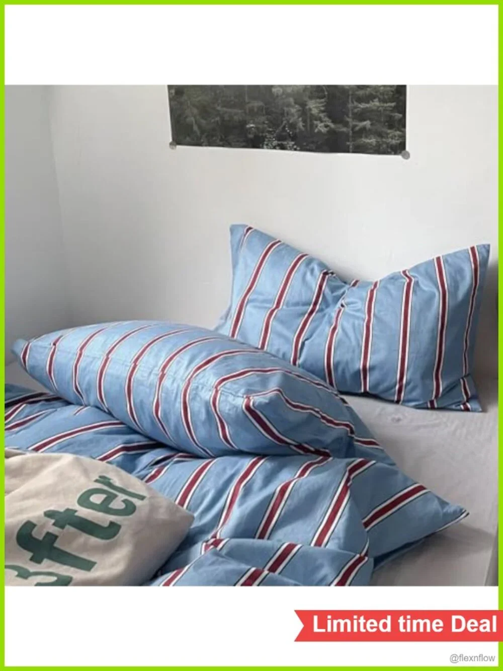 Vintage Striped Cotton Comforter Set Twin XL 3-Piece Retro Geometric